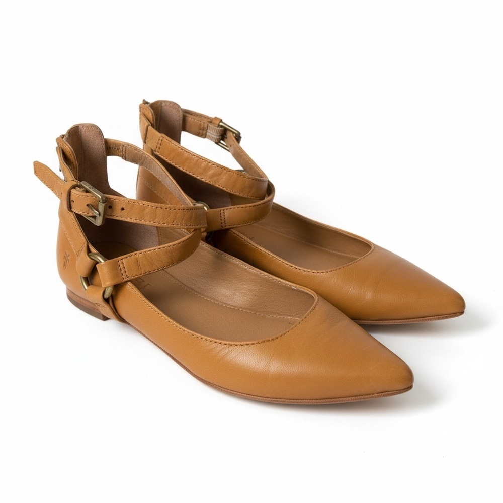 Frye women’s Sienna Harness Criss Cross leather ballet flats size 6M - Picture 5 of 12